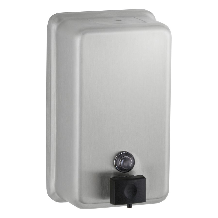 Surface-Mounted Vertical Manual Liquid Soap Dispenser, Satin Finish, 40-fl oz.