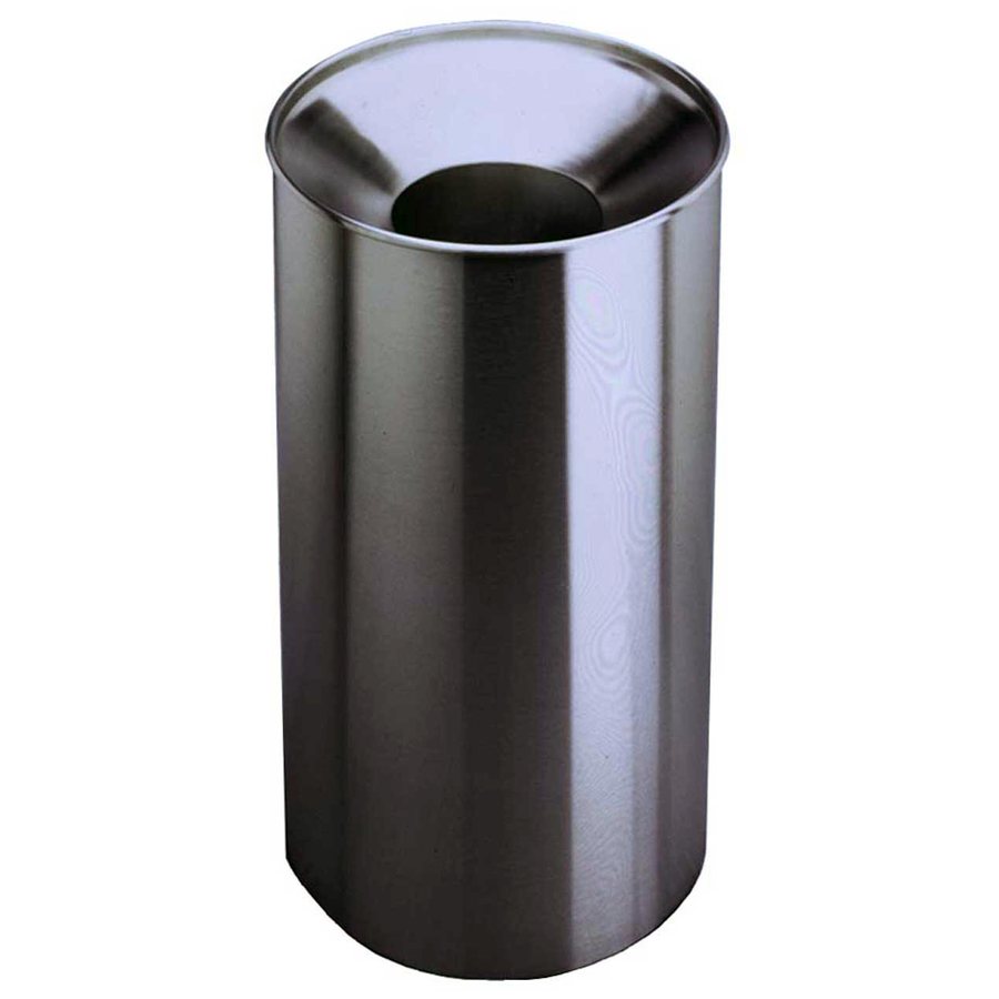 Floor-Standing Waste Receptacle, Funnel Top, Satin Finish, 33-Gallon
