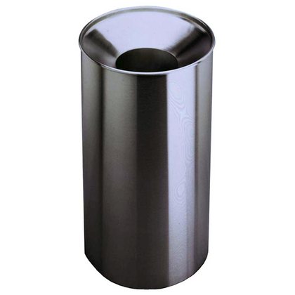 Floor-Standing Waste Receptacle, Funnel Top, Satin Finish, 33-Gallon