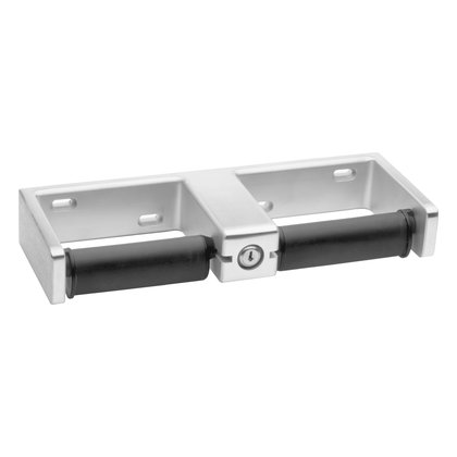 Surface-Mounted Toilet Tissue Dispenser, Tumbler Lock, Cast Aluminum, Two Rolls
