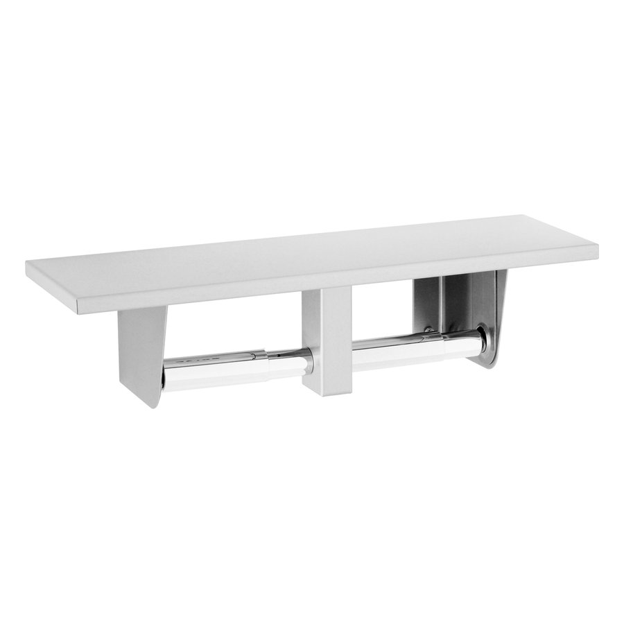Surface-Mounted Toilet Tissue Dispenser and Utility Shelf, Satin Finish, Two Rolls