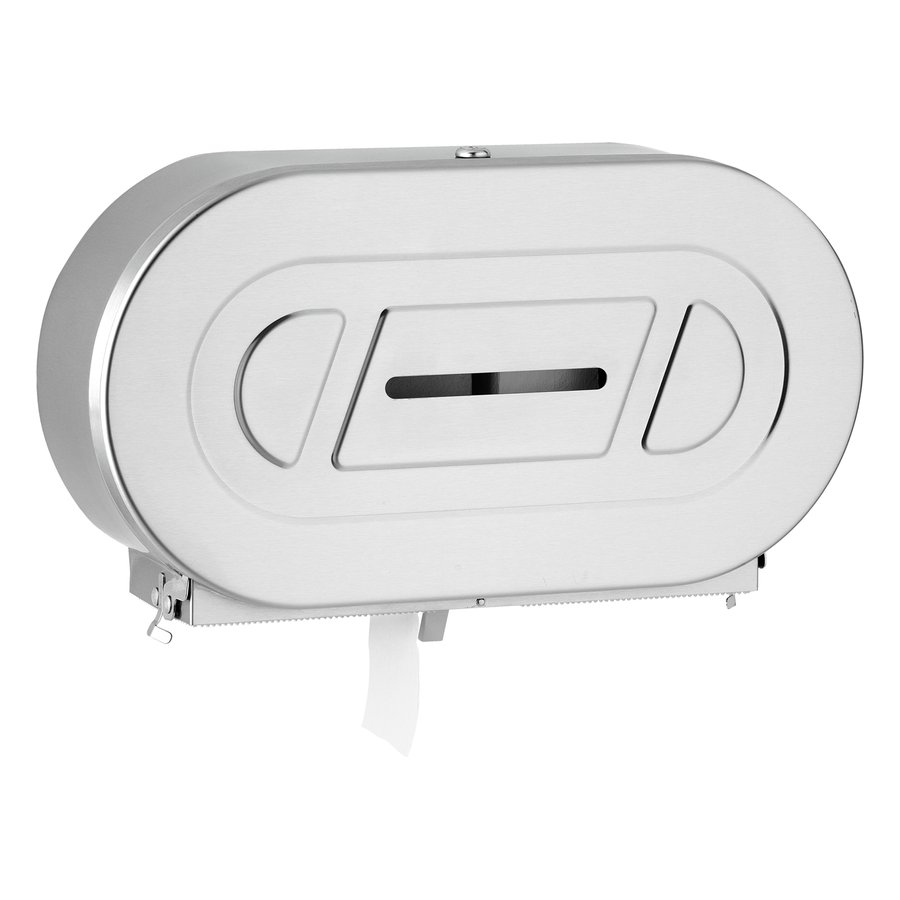 Surface-Mounted Jumbo Toilet Tissue Dispenser, Satin Finish, Two Rolls