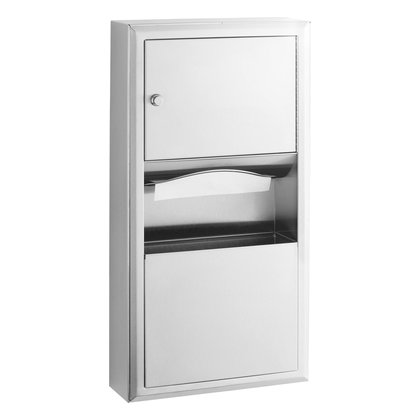 Surface-Mounted Paper Towel Dispenser and Waste Receptacle, Satin Finish, 2-Gallon Waste