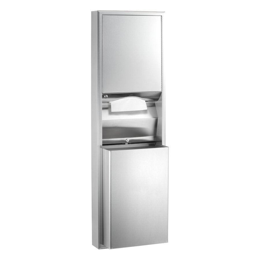 Surface-Mounted Convertible Paper Towel Dispenser/Waste Receptacle, Satin Finish, 12-Gal.