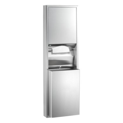 Surface-Mounted Convertible Paper Towel Dispenser/Waste Receptacle, Satin Finish, 12-Gal.