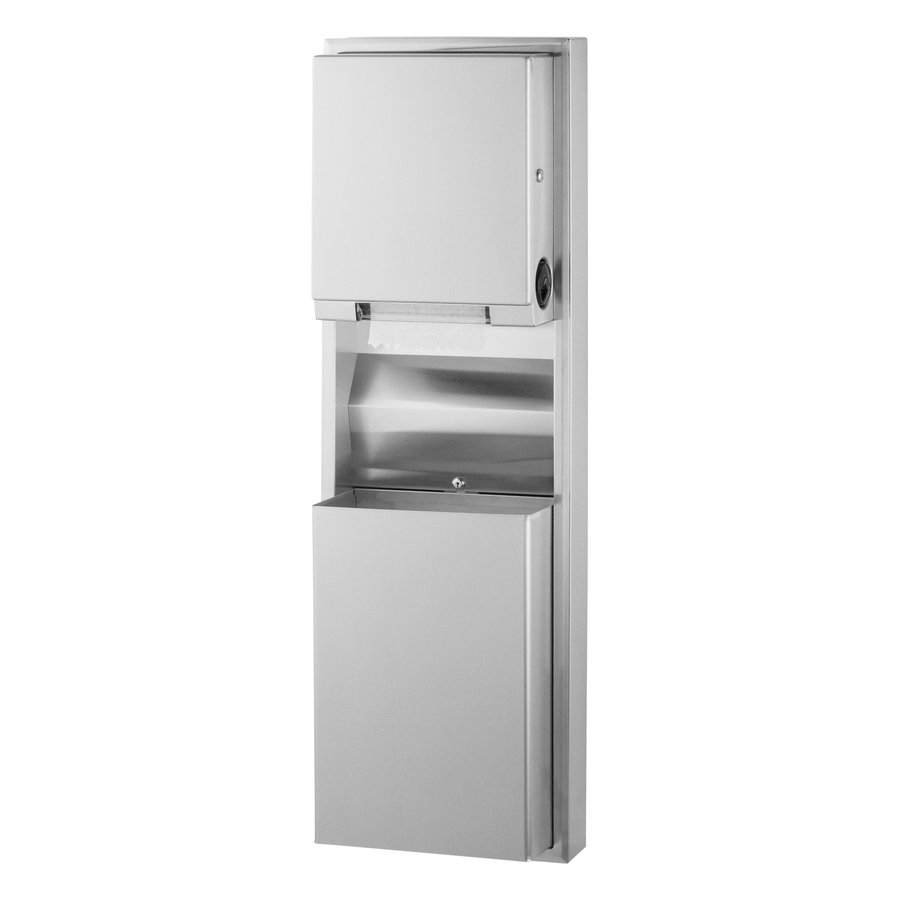 Surface-Mounted Convertible Roll Towel Dispenser/ Waste Receptacle, Satin Finish, 12-Gal.