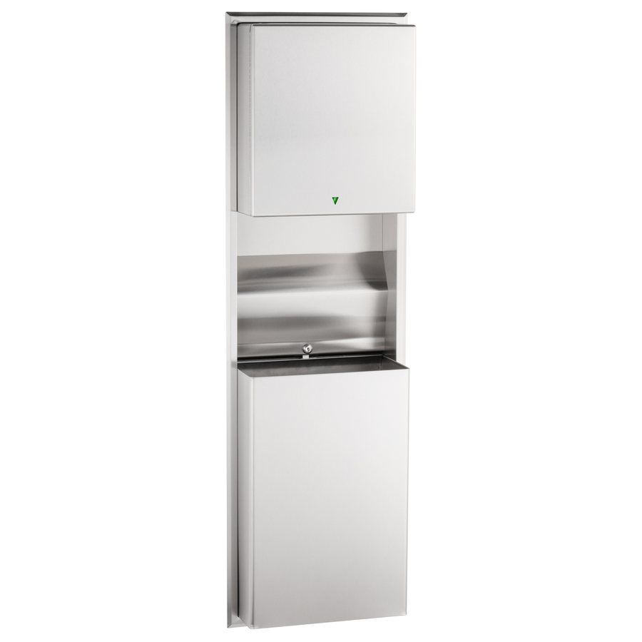 Recessed Convertible Auto Roll Towel Dispenser / Waste Receptacle, Satin Finish, 12-Gallon
