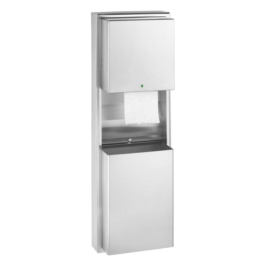 Surface-Mounted Auto Roll Towel Dispenser/ Waste Receptacle, Satin Finish, 12-Gallon