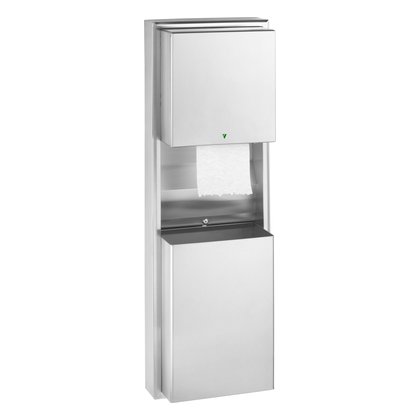 Surface-Mounted Auto Roll Towel Dispenser/ Waste Receptacle, Satin Finish, 12-Gallon