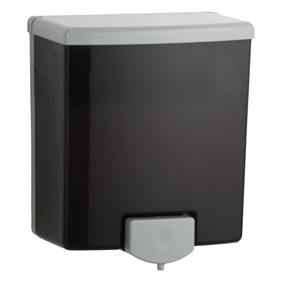 Surface-Mounted Manual Liquid Soap Dispenser, Two-tone Black and Grey Plastic, 40-fl oz.