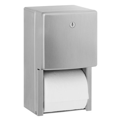 Surface-Mounted Toilet Tissue Dispenser, Satin Finish, Two Rolls