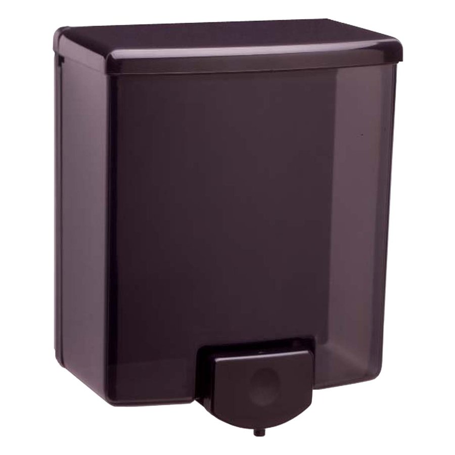 Surface-Mounted Manual Liquid Soap Dispenser, Black Plastic, 40-fl oz.