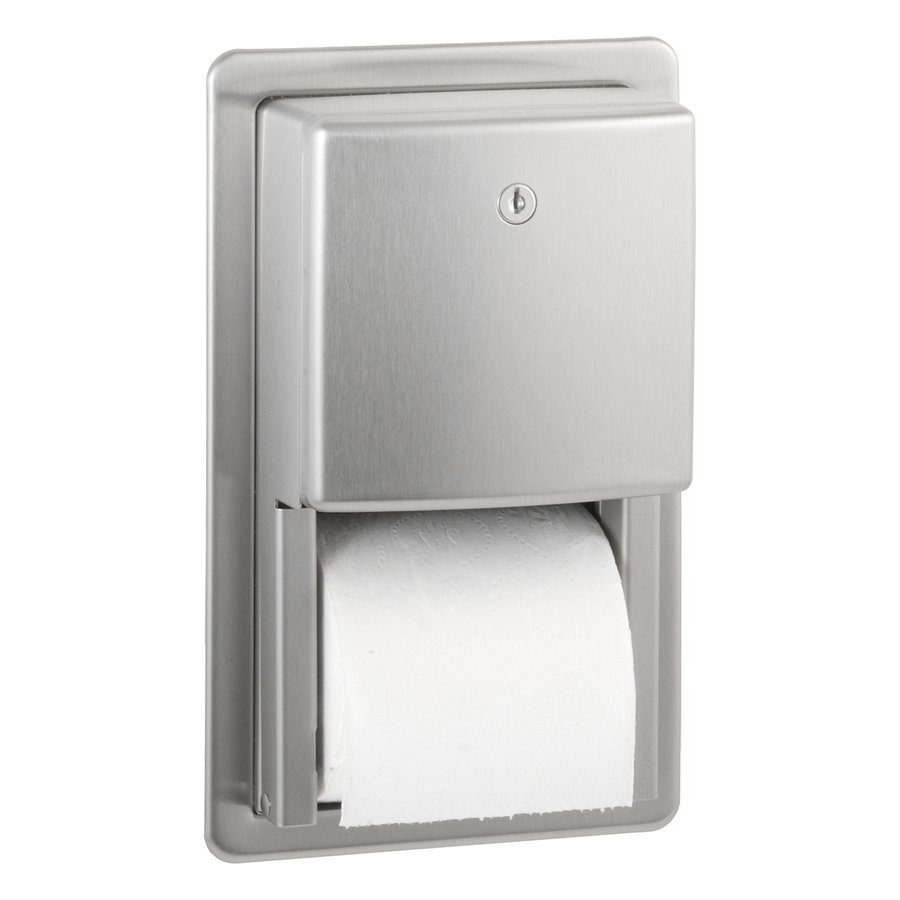 Recessed Toilet Tissue Dispenser, Satin Finish, Two Rolls