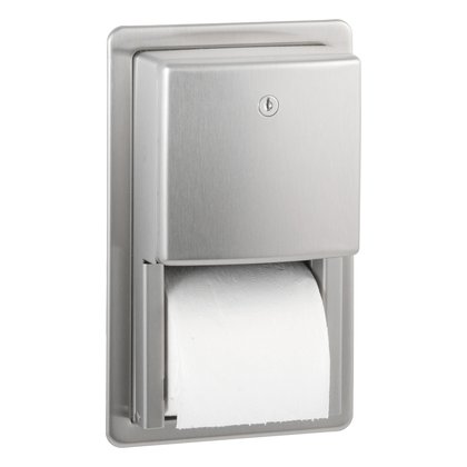 Recessed Toilet Tissue Dispenser, Satin Finish, Two Rolls