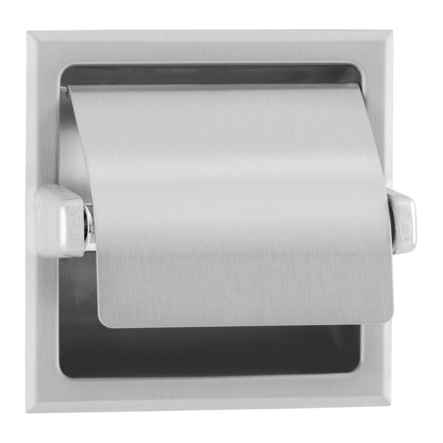 Recessed Toilet Tissue Dispenser with Hood, Satin Finish, One Roll