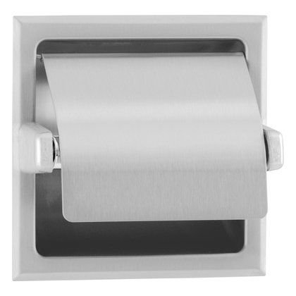 Recessed Toilet Tissue Dispenser with Hood, Satin Finish, One Roll