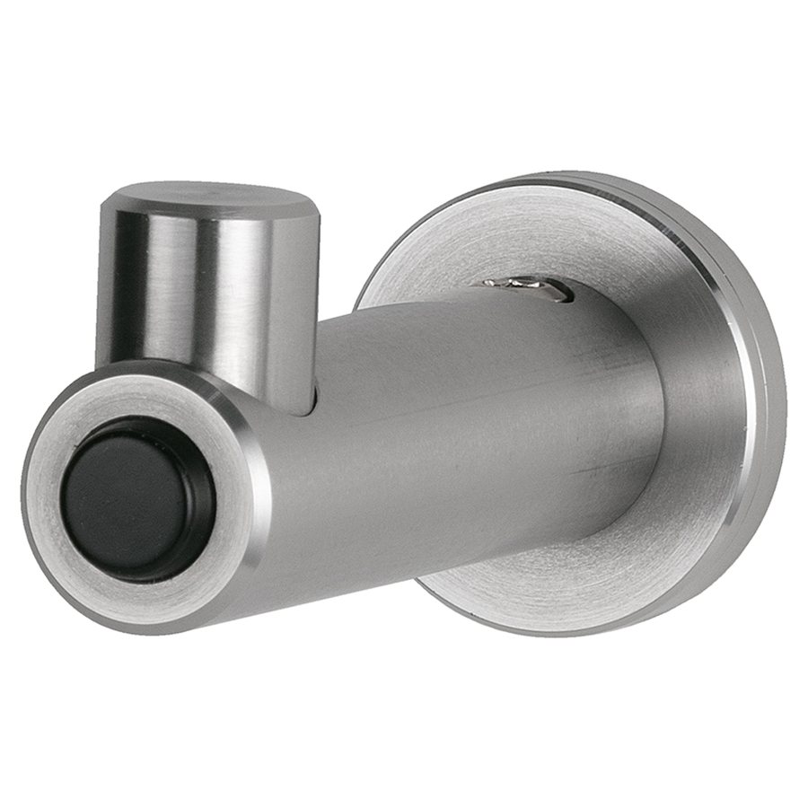 Surface-Mounted Coat Hook with Bumper, Satin Finish Steel