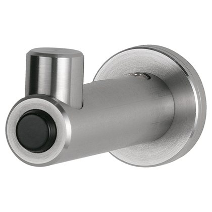 Surface-Mounted Coat Hook with Bumper, Satin Finish Steel