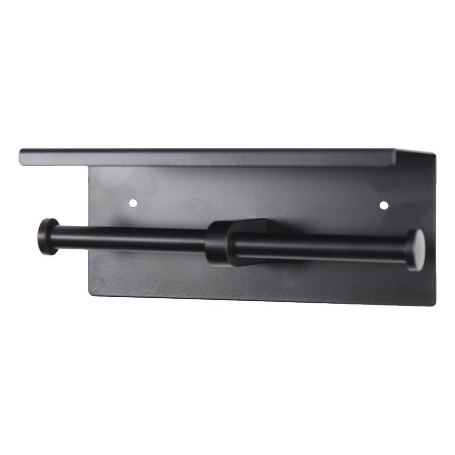 Surface Mounted Double Toilet Paper Holder with Shelf Matte Black
