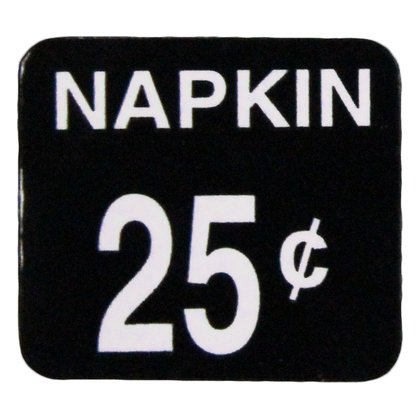 Twenty Five Cent Decal for Napkin Vendor
