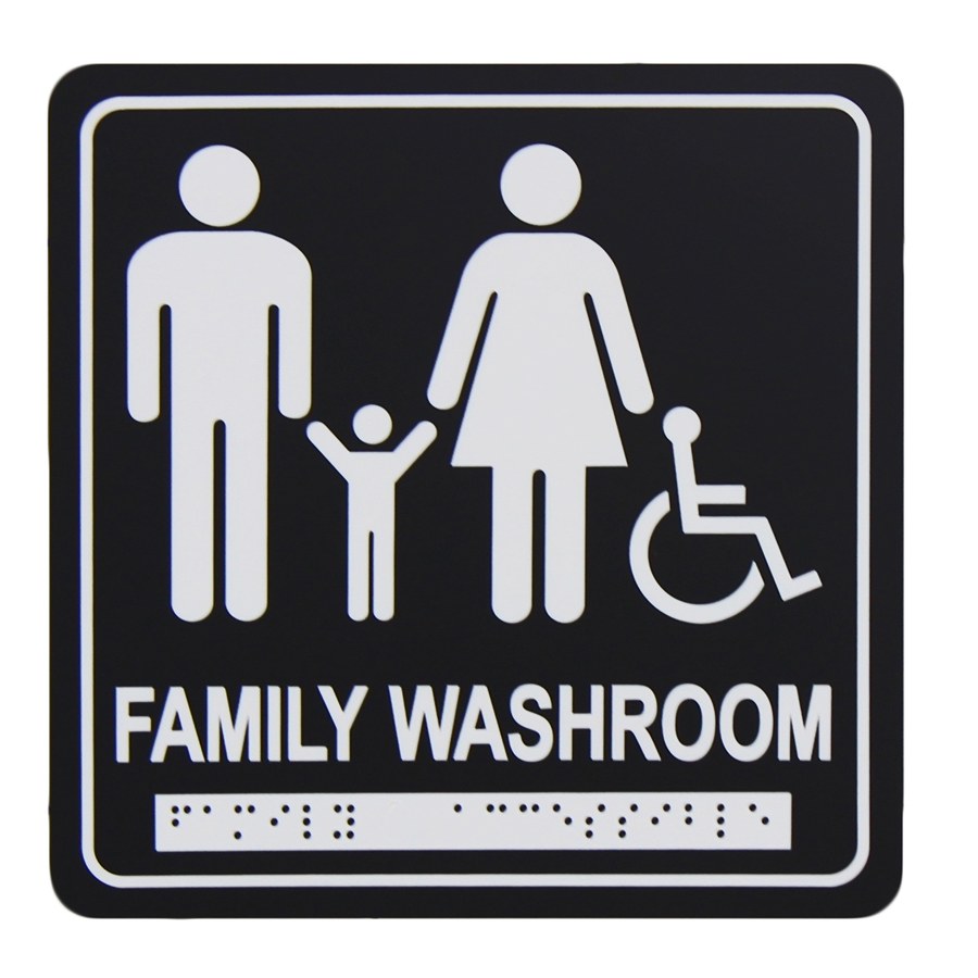 Washroom Signage Family and Accessible with Braille