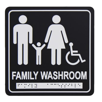 Washroom Signage Family and Accessible with Braille